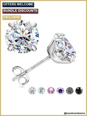 Moissanite Stud Earrings G23 Titanium Implant Grade 4CT